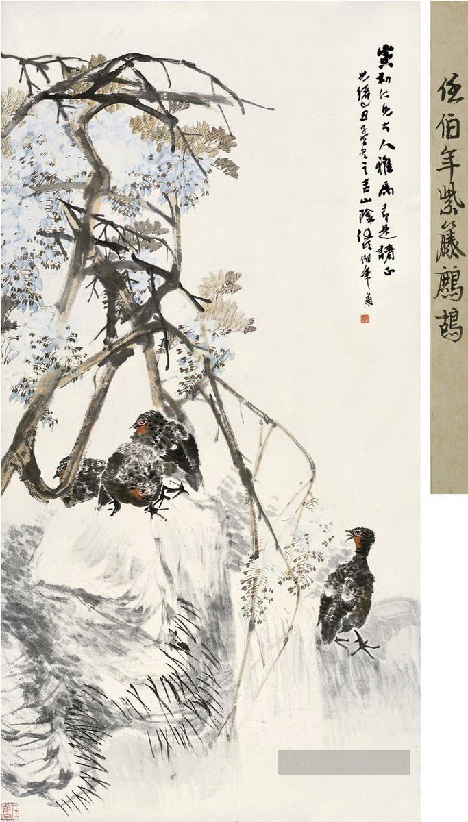Ren bonian Rebhuhn und Wistaria Kunst Chinesische Ölgemälde